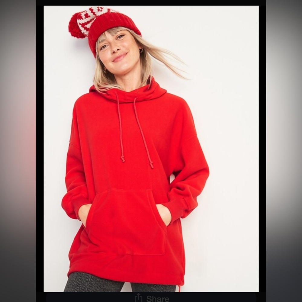 Old Navy Red Oversized Fleece Hoodie  Size Medium